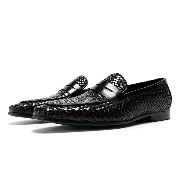 Summer Genuine Leather Breathable Woven Loafers Shoes