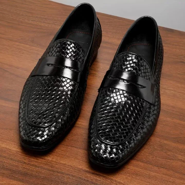 Summer Genuine Leather Breathable Woven Loafers Shoes