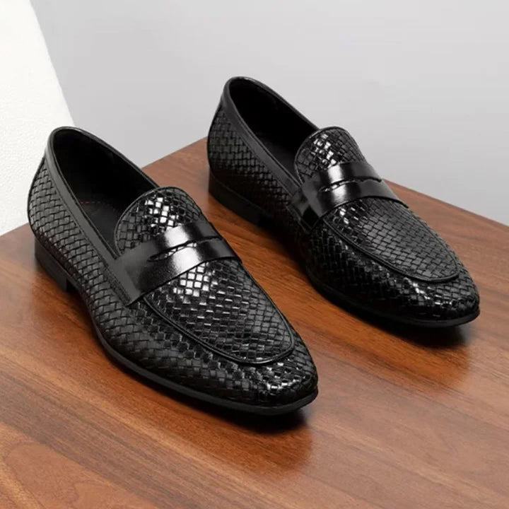Summer Genuine Leather Breathable Woven Loafers Shoes