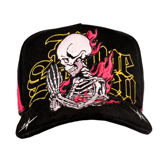 Skull Pink Flames Cap