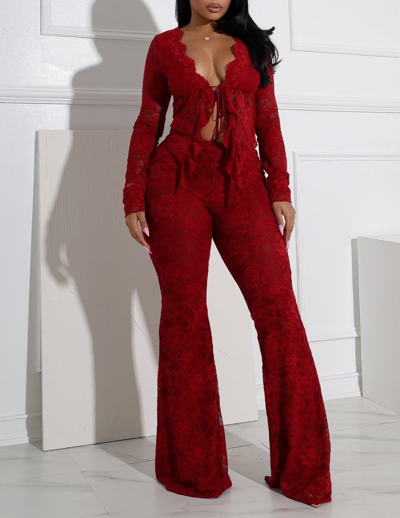 Designer Red Cutout Suit