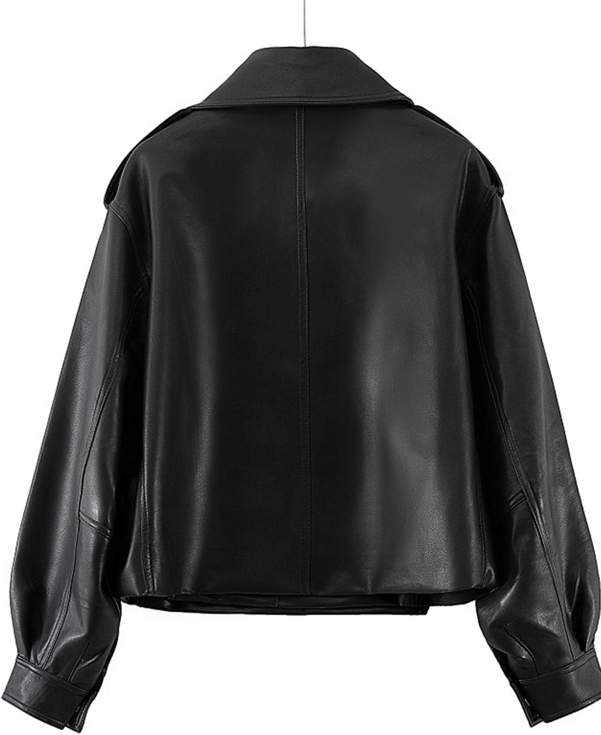 Black Biker Leather Jacket Coat