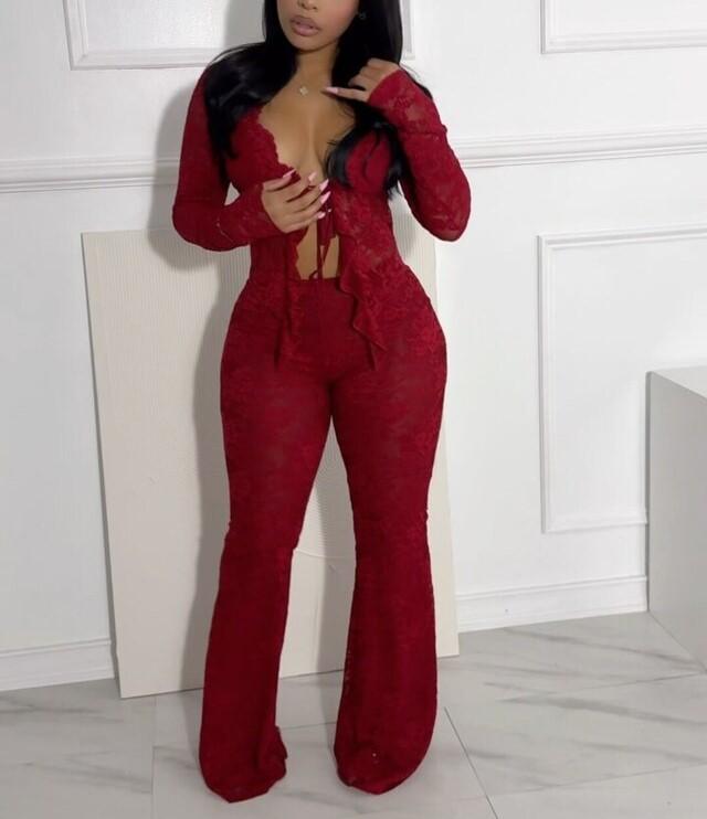 Designer Red Cutout Suit