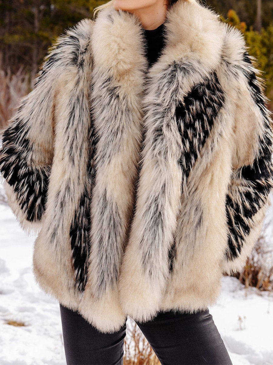 Shawl Collar Faux Fur Coat